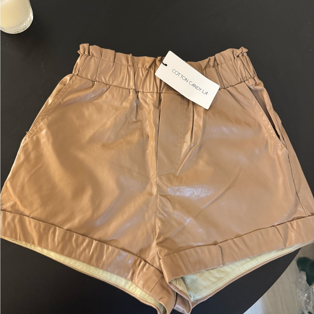Cotton Candy High Waist Tan Shorts